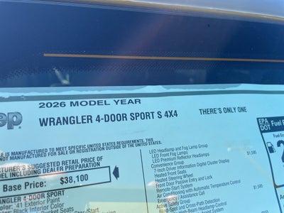 2026 Jeep Wrangler WRANGLER 4-DOOR SPORT S