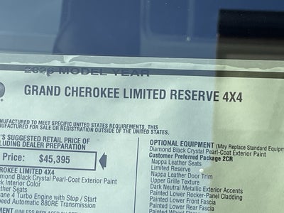 2026 Jeep Grand Cherokee GRAND CHEROKEE LIMITED RESERVE 4X4