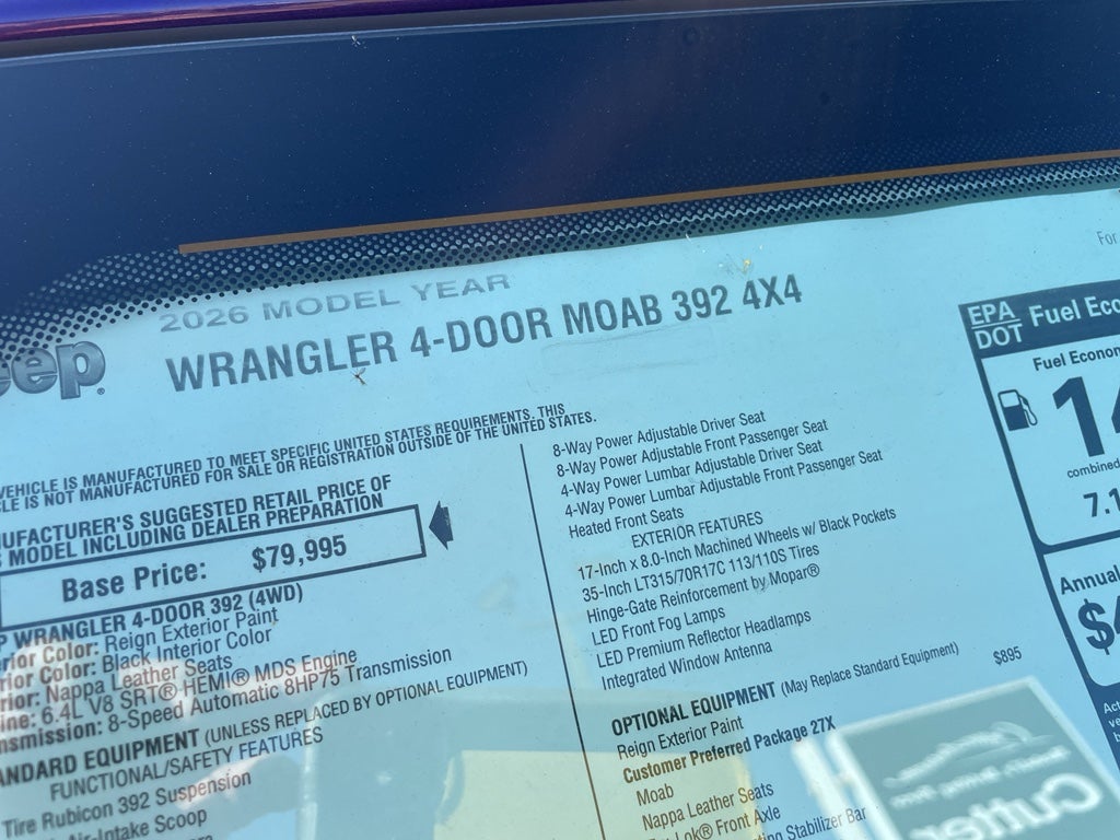 2026 Jeep Wrangler WRANGLER 4-DOOR MOAB 392